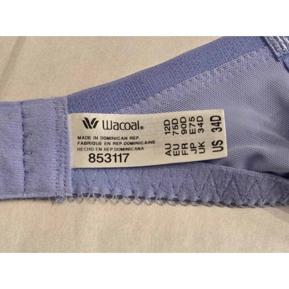 NWT Wacoal Lace Trim T-Shirt Bra 34D Periwinkle Blue Underwire Smooth Cups - Picture 7 of 9